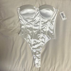 NWT White Satin Bustier Bodysuit